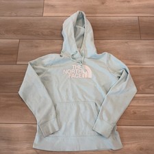 The North Face Hoodie Womens Medium Light Blue Fleece Graphic Logo Sweatshirt