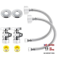 Pack Complete Toilet Valve Set, Includes 1/'' Nom Inlet x 3/8'' OD 16 Inch 2
