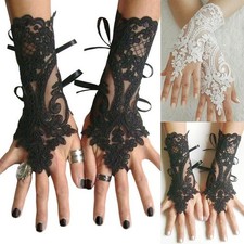 New Women's Fingerless Lace Gloves Wedding Bridal Party Prom Costume Accessory