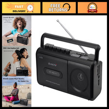 Portable Cassette Player Boombox AM/FM Radio Stereo, Tape Recorder with Earphone
