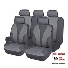 Car Seat Covers Full Cover Universal Full Set -- Low Back -- Fabric Solid Gray