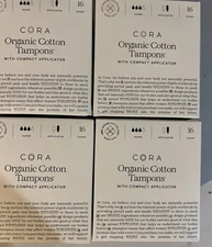 6 Boxes~Cora 100% Organic Tampons Super Absorbency with Compact Applicator~16 CT