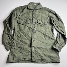 Vintage 80s US Military OG-507 Utility Shirt Olive Drab Green 14.5 x 31 Small