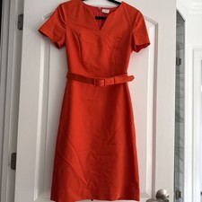 J Crew Bright Red Belted Dress Size 4