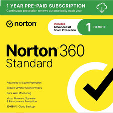 Norton 360 Standard 2026 Antivirus software for 1 Device 15 months