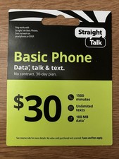  30 Straight Talk Basic Phone Card   NEW UNUSED   NOT FOR SMART PHONES