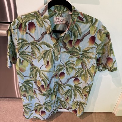 Kahala Men s Hawaiian Aloha Shirt Size M 100% Cotton Resort Coastal Mango Print 
