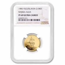 1985 Yugoslavia Gold 10,000 Dinara Sinjska Alka PF-69 NGC