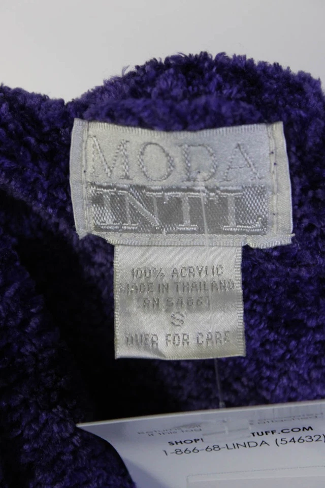 Женский пуловер Moda International шениль с V-образным вырезом свитер фиолетовый размер маленький - Изображение 4 из 4