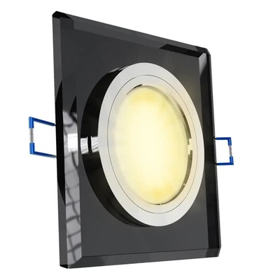 Glas LED Einbaustrahler eckig schwarz 230V 6W dimmbar warm neutral kalt - Bild 1 von 4