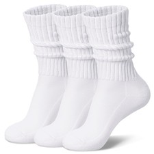 Womens Slouch Crew Socks Cozy Cotton Retro Ribbed Calf Scrunch Boot Socks for...