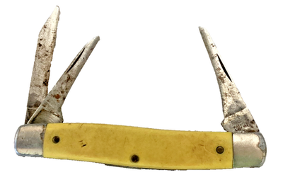 Vintage Ranger 3 Blade Stockman Pocket Knife Jigged Bone Handle