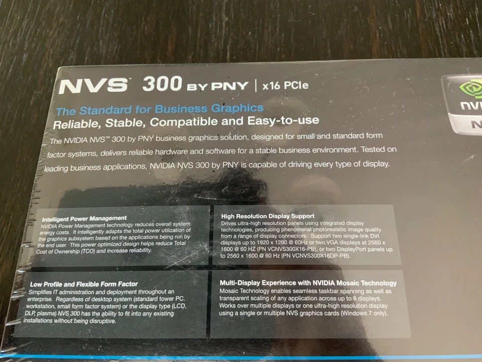 PNY NVIDIA NVS 300 x16 PCIe w/ Driver CD and Video Adapters New Sealed - Image 4 of 4