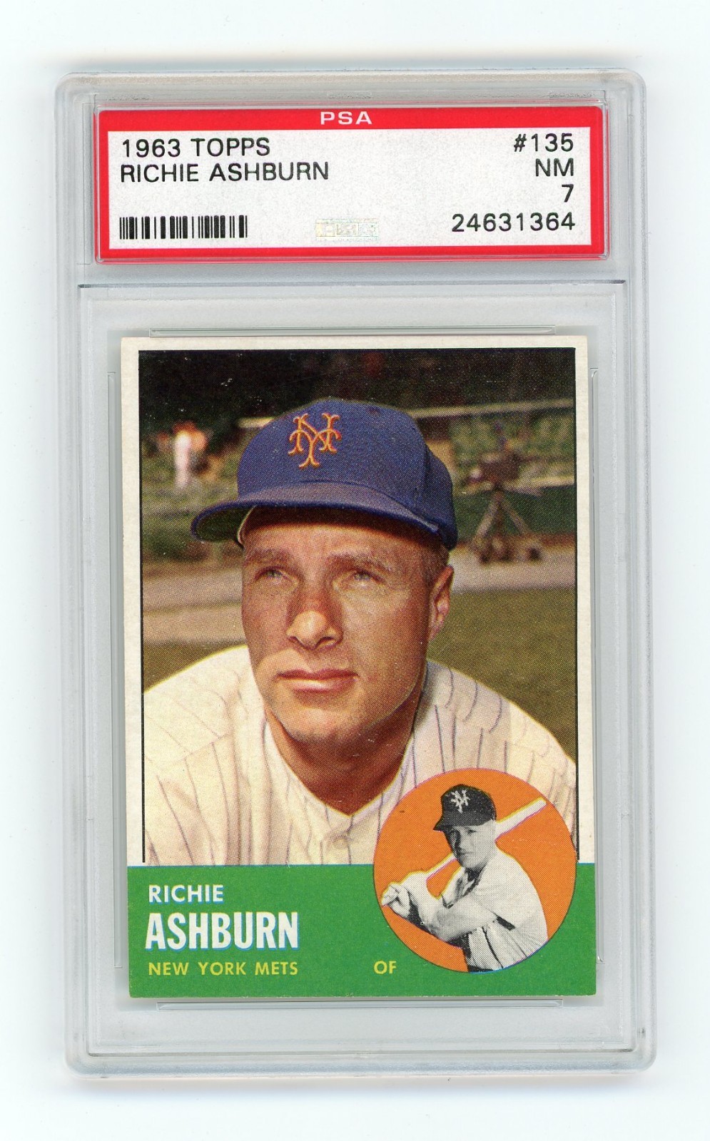 RICHIE ASHBURN 1963 TOPPS #135 PSA7 NM PHILADELPHIA PHILLIES NEW YORK METS HOF