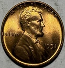 1951 P Lincoln Wheat Cent BU RD GEM  - #2008