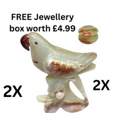 2X Onyx Marble Parrot Ornament with FREE Jewellery box worth £4.99