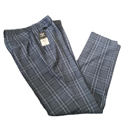 TOPMAN Tailored Fit Blue Check Trousers Size 32 Long RRP £50 BNWT
