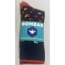 One Pair Bombas Midweight Hears/Fun Colors Unisex Adult Calf/ Crew Socks Size L