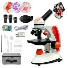 MicroMarvels Metal Body Compound Microscope for Students, White And Orange