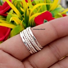 Dainty Handmade 925 Sterling Silver Stacking Ring: 925 Silver Band All Size
