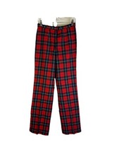 Vintage 70s Pendleton Pants Womens 10 Red Tartan Plaid High Rise Wool USA