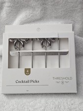 Threshold 4 Pack Silver Bow Cocktail Picks Metal Appetizer Skewers Set Barware