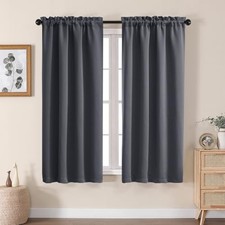 Grey Blackout Curtains for Bedroom 63 Inch 40"W x 63"L Pack of 2 Charcoal
