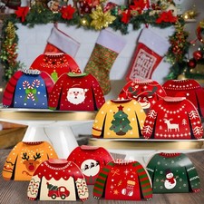 24pcs Christmas Ugly Sweater Treat Boxes 3D Candy Cookie Party Favors