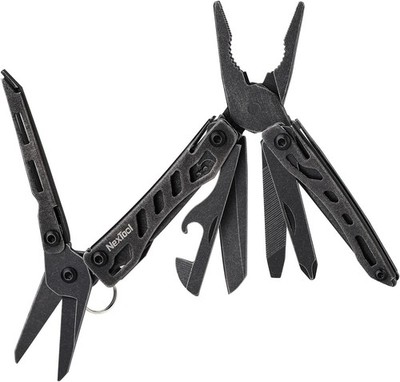 Multitool 10 in 1 Schwarz Werkzeug für Outdoor, Camping, Freizeit, Herren