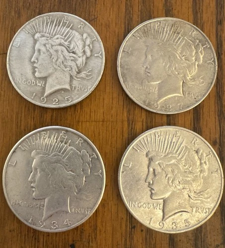 USA Peace Silver Dollar 4 coins VF Cull Random Dates All Different 35-S Mint