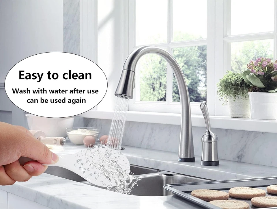 2PCS Plastic Rice Paddle, Non-Stick Rice Scoop & Serving Spoon, 7.87 Inch (White - Image 4 of 4