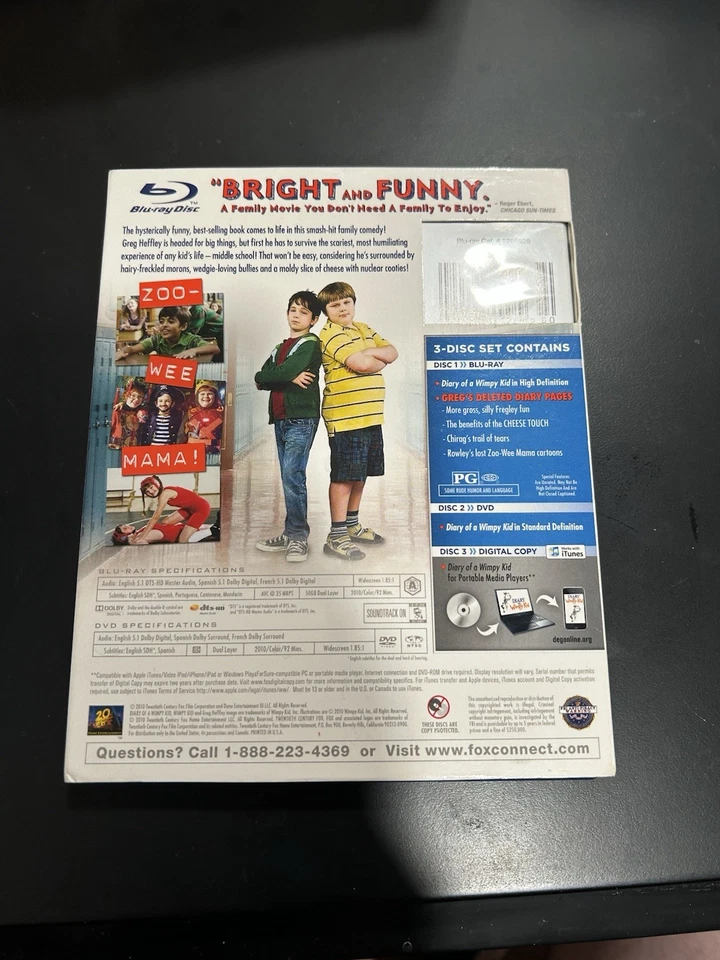 Diary of a Wimpy Kid The Cheesiest Edition DVD Blu-Ray Digital Copy W Slipcover - Image 2 of 4