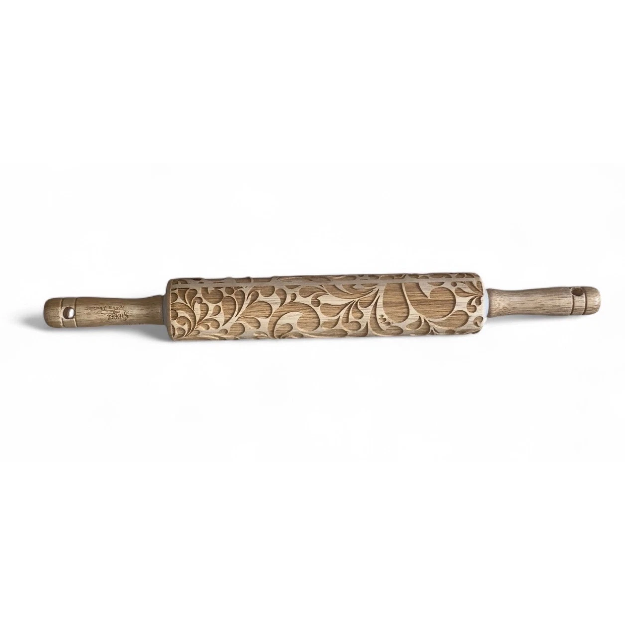 Sweet Rolling Pin Embossed Wood Floral Leaf Design Baking Dough Pastry Tool
