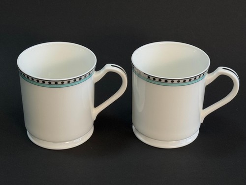 Tiffany & Co. Platinum Blue Band Mug Cup W8.3 H9cm 2pcs Set Authentic with Box - Picture 2 of 24