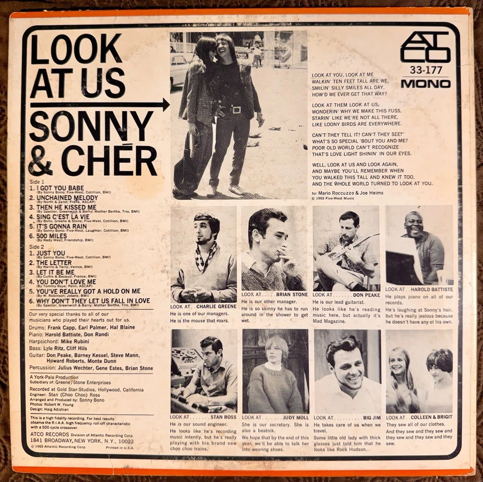 Sonny & Cher – Look At Us - 1965 - ATCO Records SD 33-177 Vinyl LP VG/VG - Image 4 of 4