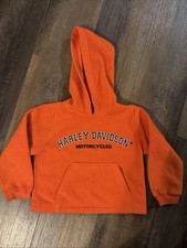 Harley Davidson Boys Fleece Sweatshirt Pullover Orange 4 4/5
