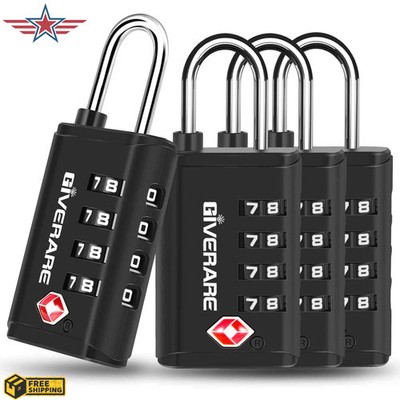 4 Pack TSA Approved Travel Luggage Locks 4-Digit, Open Alert Suitcase Combinatio
