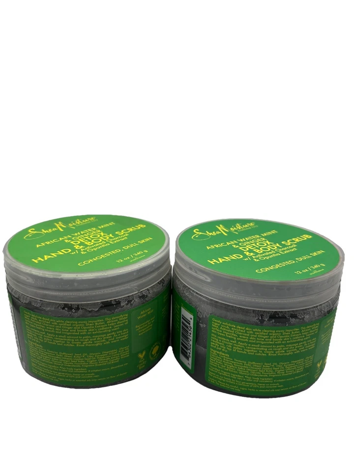 2 件乳木果保湿非洲野生水薄荷排毒和刺激手/身体磨砂 12 盎司 — 第 2/4 张图片