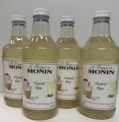 BIGGBY COFFEE MONIN NON DAIRY FROZEN BEVERAGE NEUTRAL BASE 4 PACK FRESH NEW