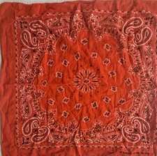 Vintage Orange Bandana 100 Cotton Designed In USA RN 1399 Americana Biker Boho