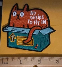 No Desire To Fit In Cat Embroidered  Sew/Iron On Patch