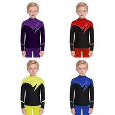 Boys Rhinestone Versatile Figure Skating Top Performance Performance Shirt Kids