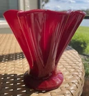 Fenton Mandarin Red 5 Inch Vase. Unmarked. No Damage.