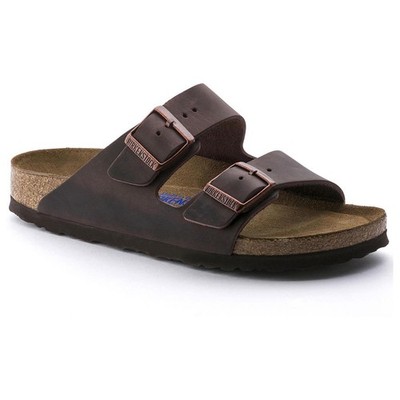 Birkenstock Arizona Oiled Leather Sandals Habana Iron Khaki Blue Tobacco  Brown