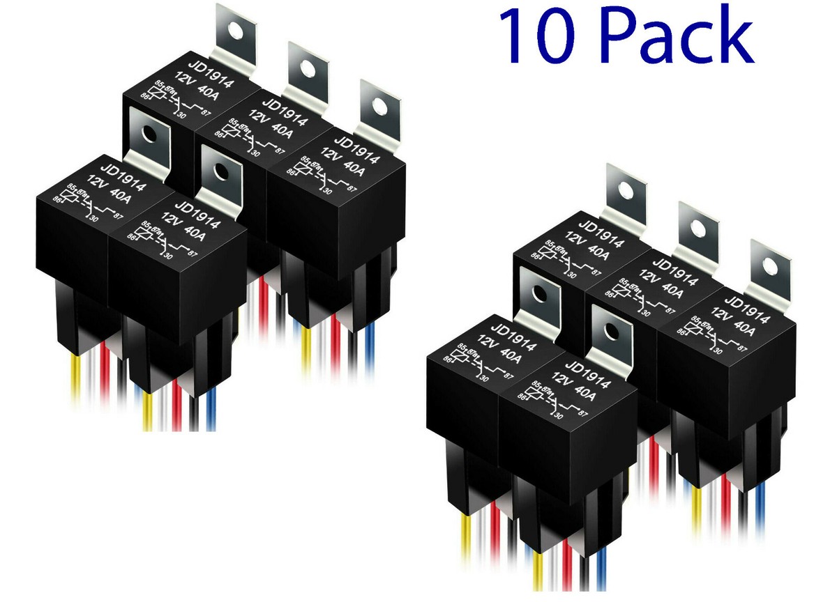 12 V 6-Pack 12V 30/40 Amp 5-Pin SPDT S With Wires & Harness - Foto 6