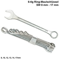6-Tlg MaulschlüSsel RingschlüSsel GabelschlüSsel Satz MaulschlüSsel SW 8-17 Mm