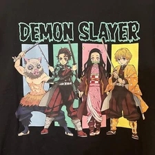 Demon Slayer Women's Short Sleeve Graphic T Shirt Black Size XL NWOT