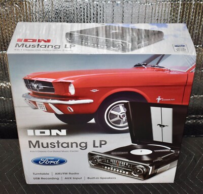 ION Mustang LP 4-in-1 Car Styled AM/FM Stereo Turntable Music System ~ Black NEW