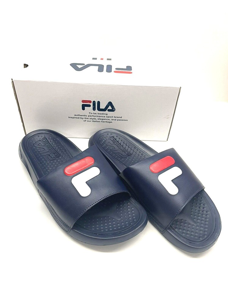 FILA Mens Energized Blue Slides - Choose Your Size - Brand New