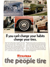 1972 Firestone Tire Print Ad 500 Steel Belt Can't Change Habits